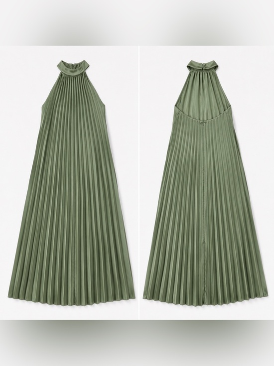 Abercrombie & Fitch Dresses & Skirts - Abercrombie & Fitch Olive Green Pleated Halter Maxi Dress BRAND NEW WITHOUT TAGS